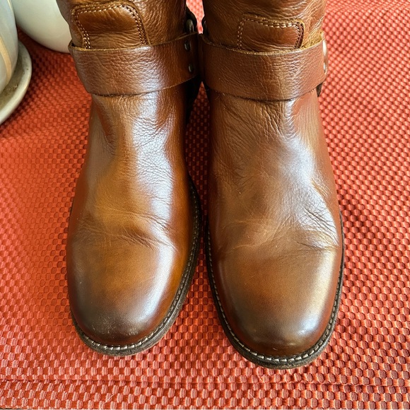 Frye Phillip Harness Knee High Leather Boots Sz 9 Brown w/Studs Back Zipper - Picture 5 of 10